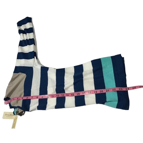Tommy Bahama Light Sweater Womens M Blue White Stripe 3/4 Sleeve V Neck Nautical - Picture 6 of 7